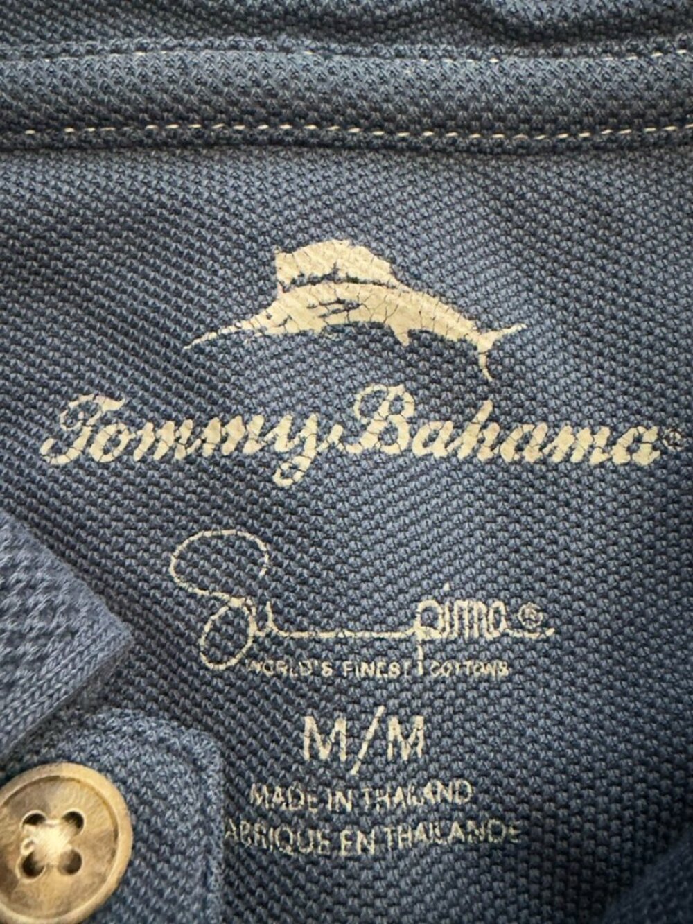 Tommy Bahama Blue Pima Cotton Polo Shirt Men's Medium M - Picture 9 of 14